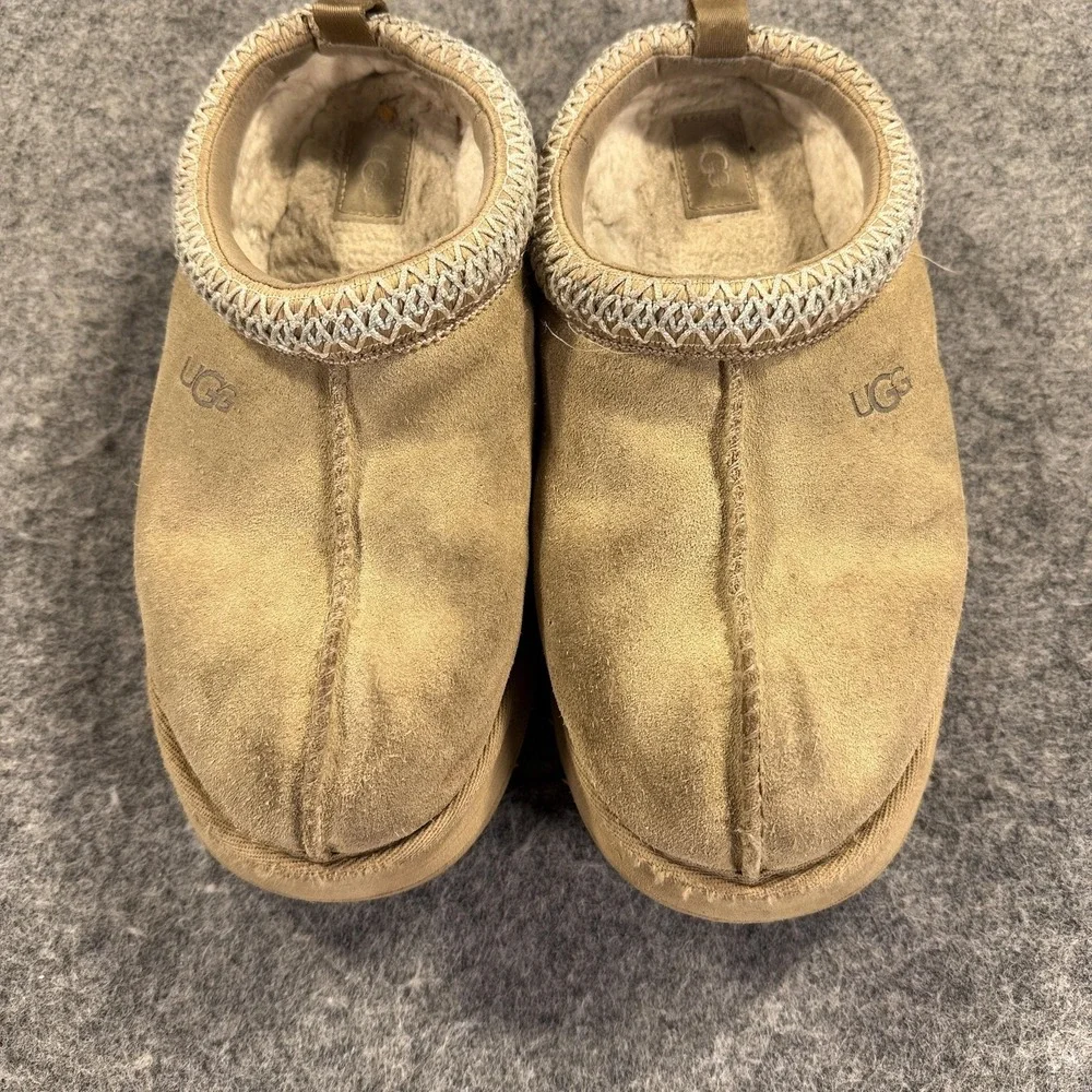 UGG Tasman‎ Slippers Youth 4 Brown Suede Shearling Lined Slip On Indoor Clogs